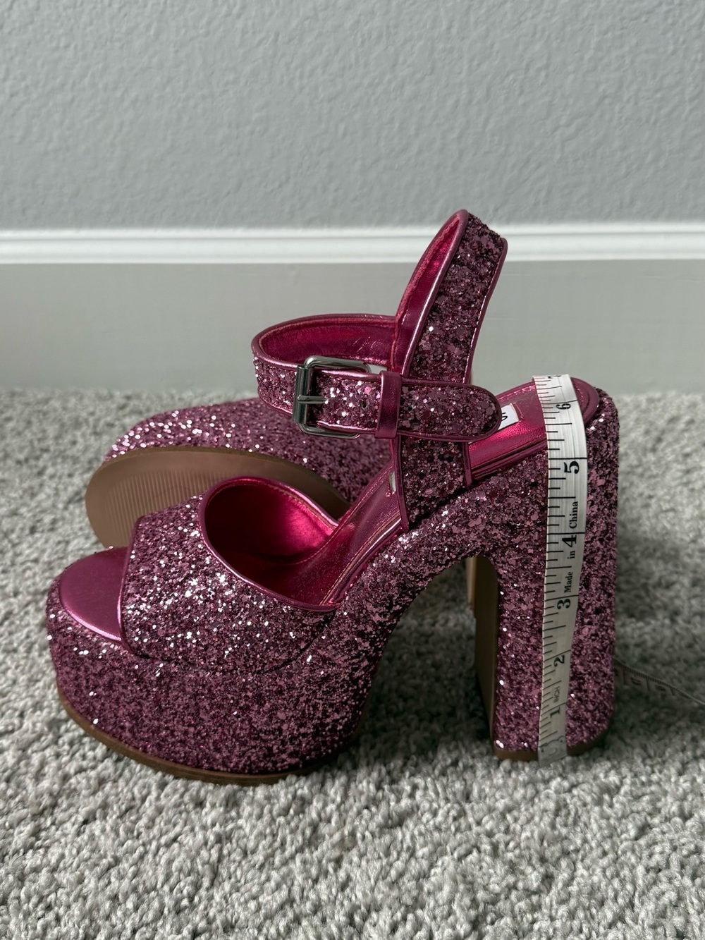 Steve Madden Sweets Pink Glitter Shoes - Picture 11 of 12